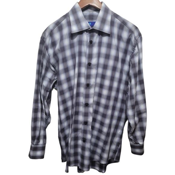 EGARA Mens Egyptian Cotton Plaid Shirt Sz Large Graphic Collared Button Down - Picture 1 of 8